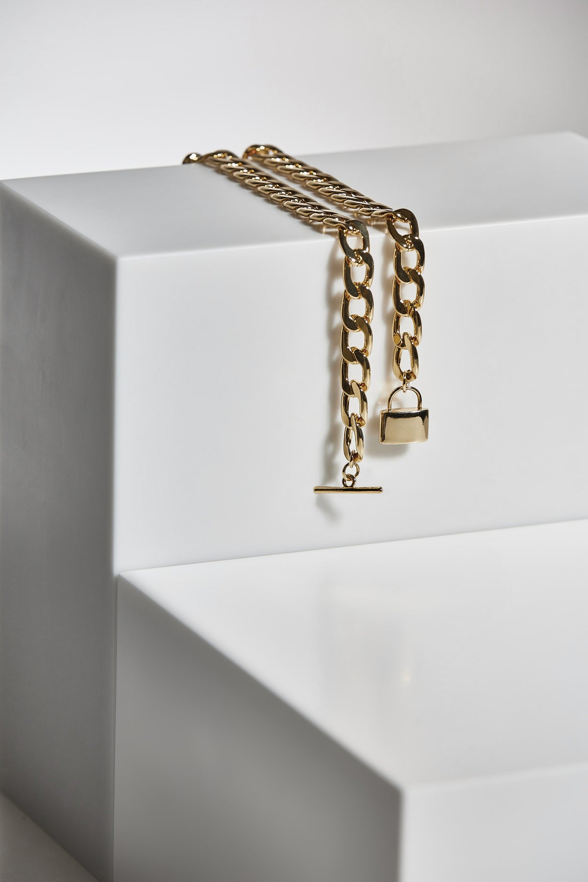 Chunky Padlock Necklace - Pale Gold