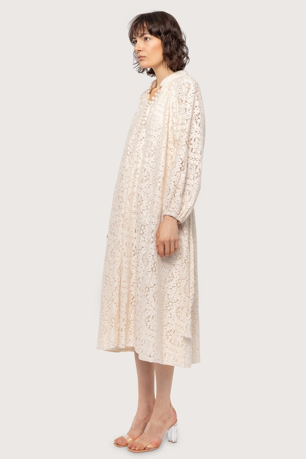 Lace Bohemian Wide Dress - Flower Circle Lace