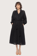 Lace Bohemian Wide Dress - Black Flower Circle Lace