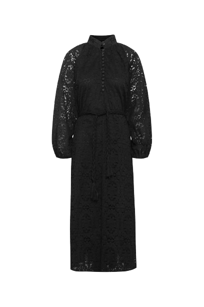 Lace Bohemian Wide Dress - Black Flower Circle Lace