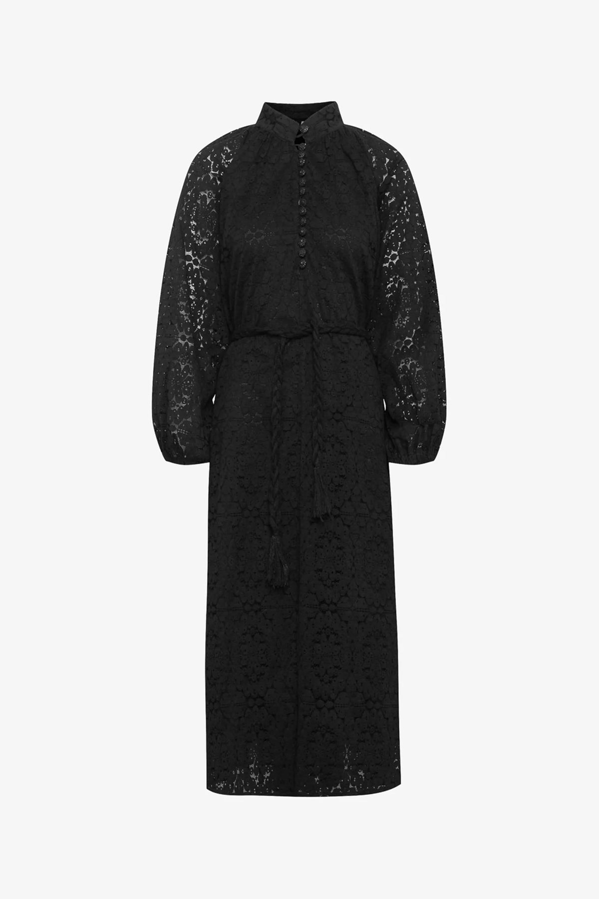 Lace Bohemian Wide Dress - Black Flower Circle Lace