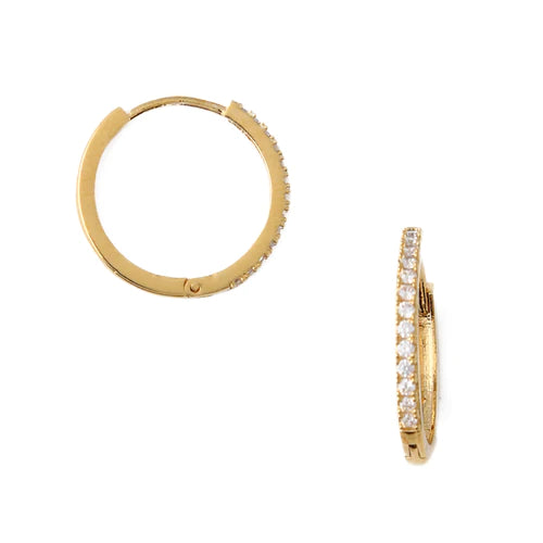 Pave Huggie Hoops 17mm - Gold
