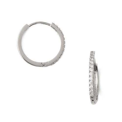Pave Huggie Hoops 17mm - Silver