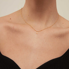 Initial A Satellite Chain Neck - Pale Gold