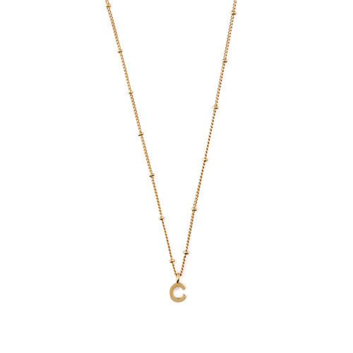 Initial C Satellite Chain Neck - Pale Gold