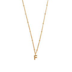 Initial F Satellite Chain Neck - Pale Gold