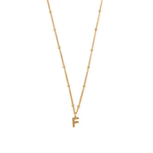 Initial F Satellite Chain Neck - Pale Gold
