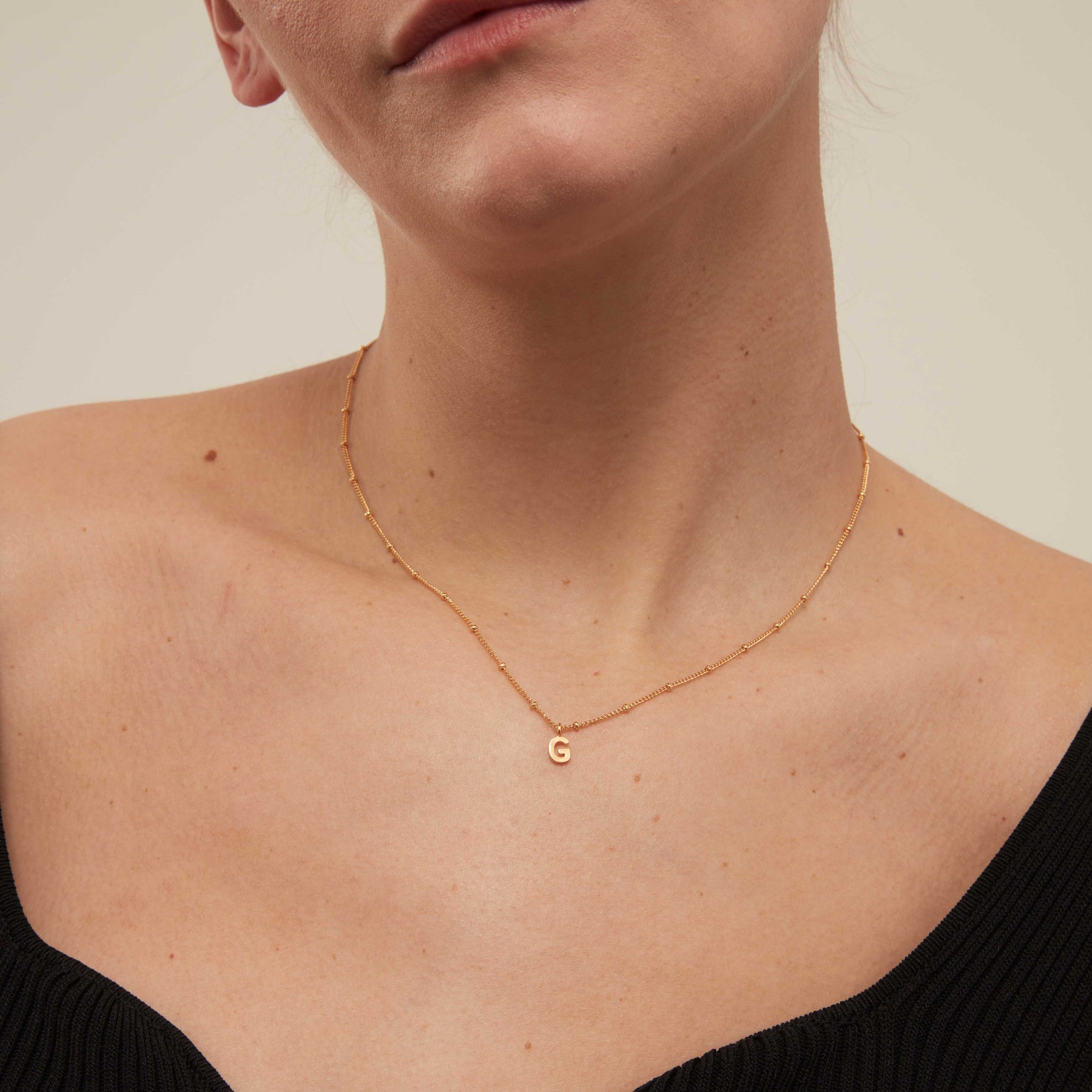Initial G Satellite Chain Neck - Pale Gold