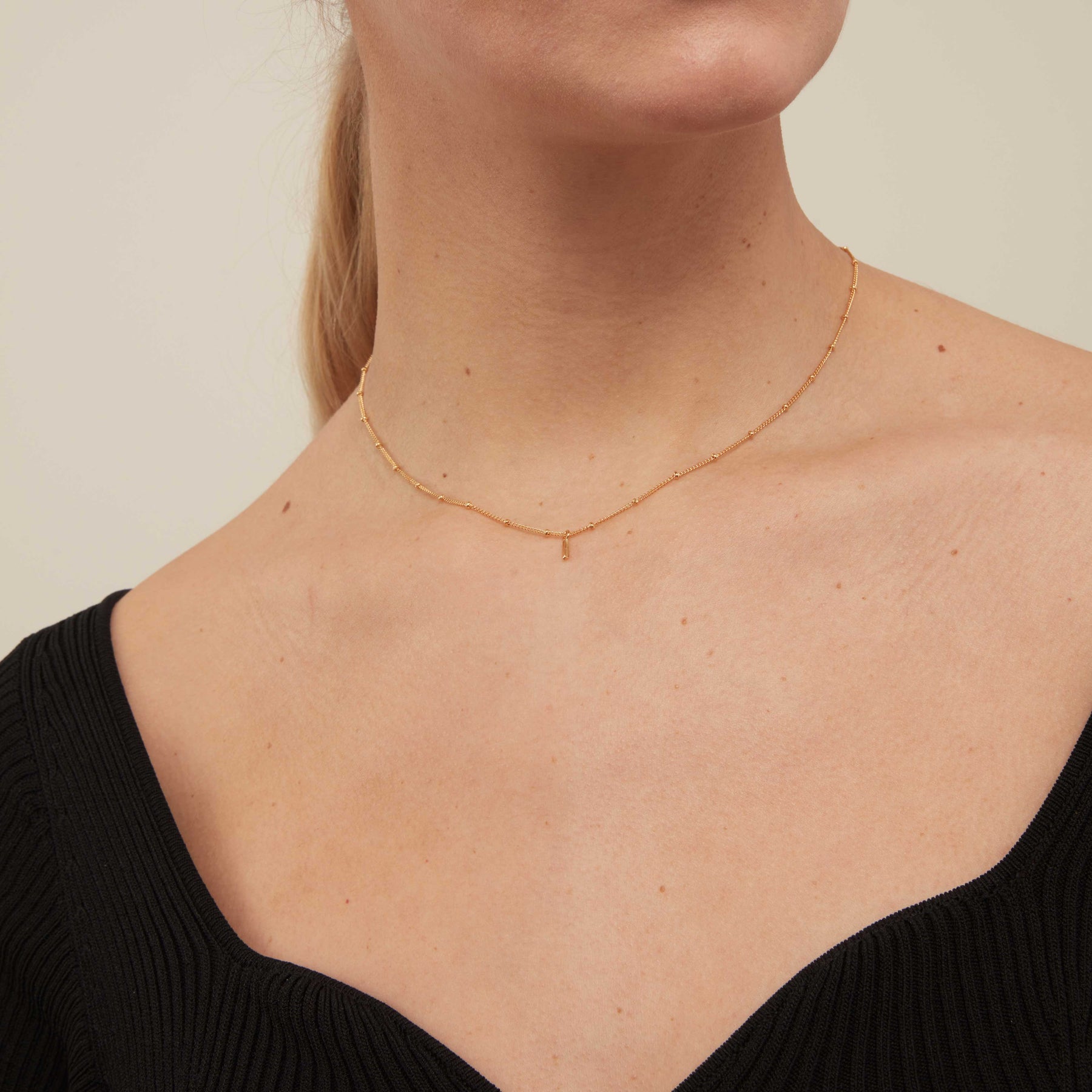 Initial I Satellite Chain Neck - Pale Gold
