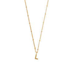 Initial L Satellite Chain Neck - Pale Gold