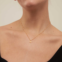 Initial M Satellite Chain Neck - Pale Gold