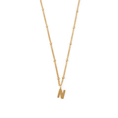 Initial N Satellite Chain Neck - Pale Gold