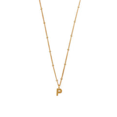 Initial P Satellite Chain Neck - Pale Gold