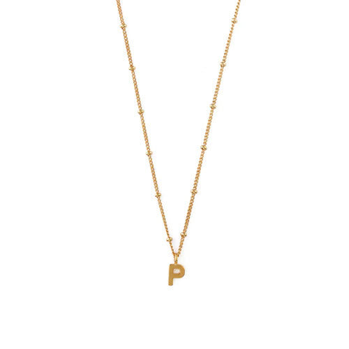 Initial P Satellite Chain Neck - Pale Gold