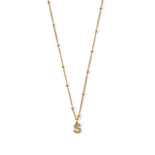 Initial S Satellite Chain Neck - Pale Gold