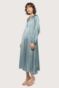 Silk Satin Bohemian Wide Dress - French Blue
