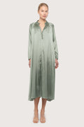 Silk Satin Bohemian Wide Dress - Light Seaweed
