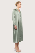 Silk Satin Bohemian Wide Dress - Light Seaweed