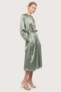 Silk Satin Bohemian Wide Dress - Light Seaweed