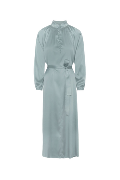 Silk Satin Bohemian Wide Dress - French Blue