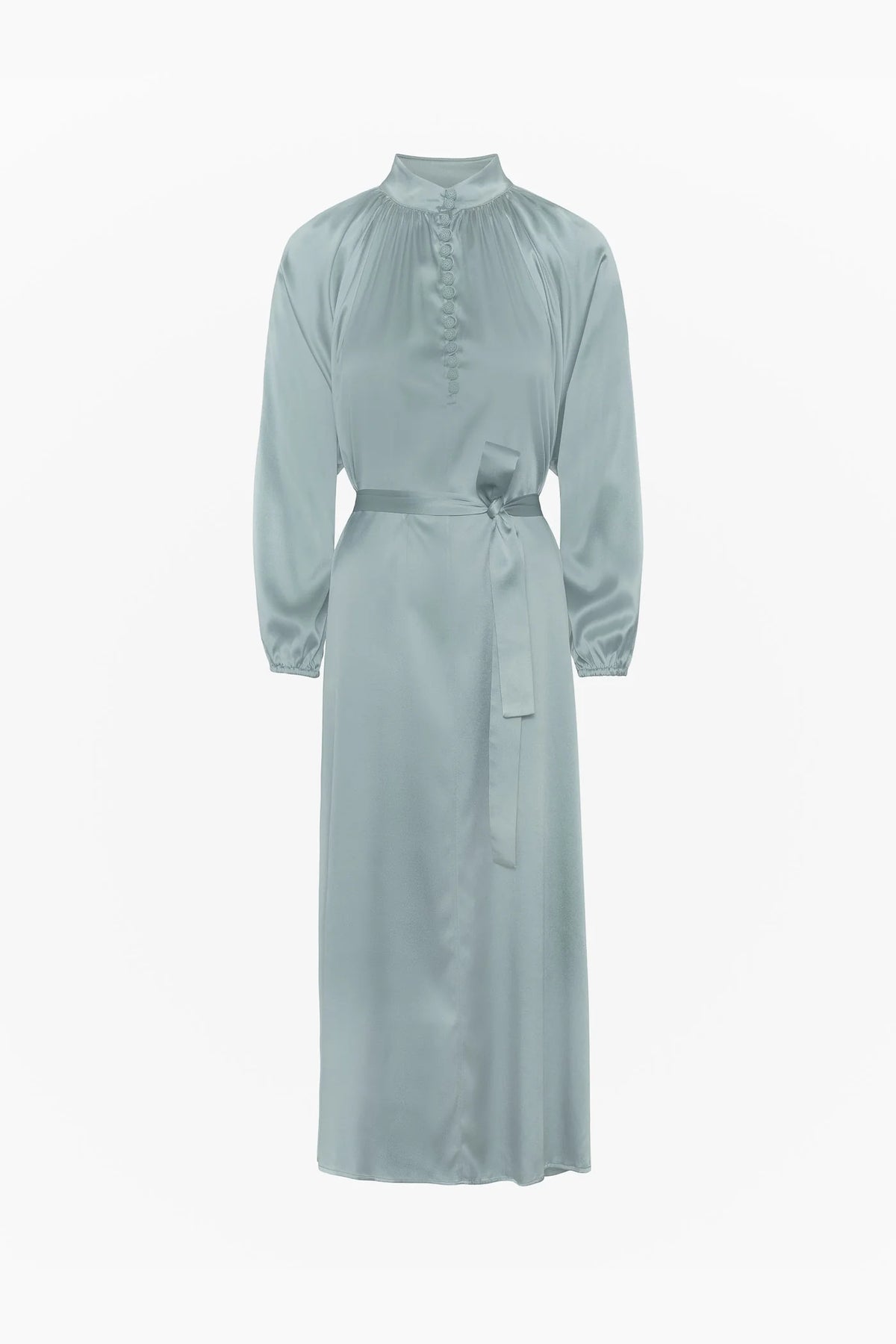 Silk Satin Bohemian Wide Dress - French Blue