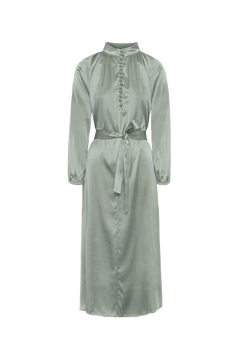 Silk Satin Bohemian Wide Dress - Light Seaweed