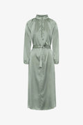 Silk Satin Bohemian Wide Dress - Light Seaweed