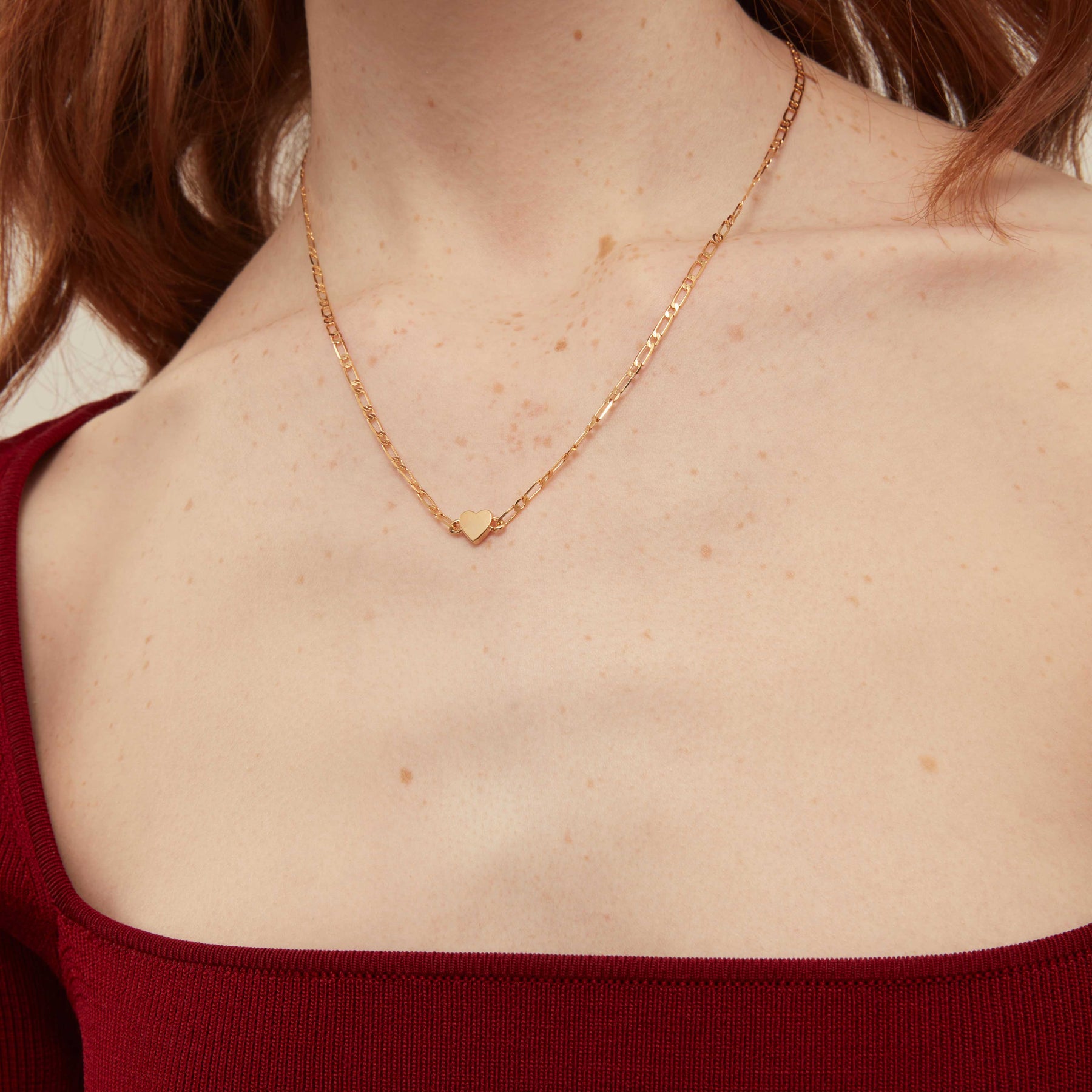 Heart Figaro Chain Collar NL - Gold