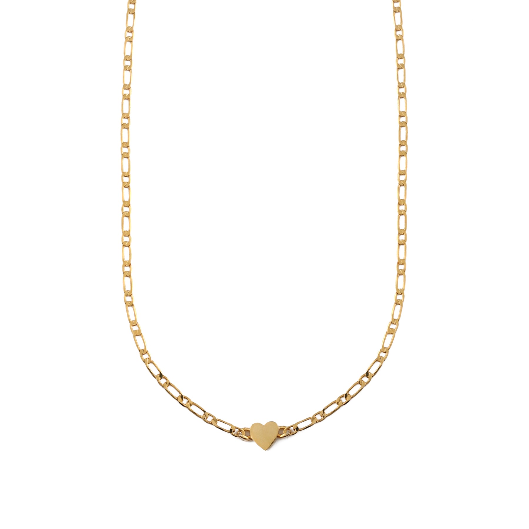 Heart Figaro Chain Collar NL - Gold