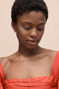 Puffed Heart Multi Drop Necklace - Pale Gold