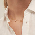 Puffed Heart Multi Drop Necklace - Pale Gold