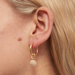 Pearl Encrusted Orb Drop Earrings - Gold