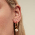 Pearl Encrusted Orb Drop Earrings - Gold