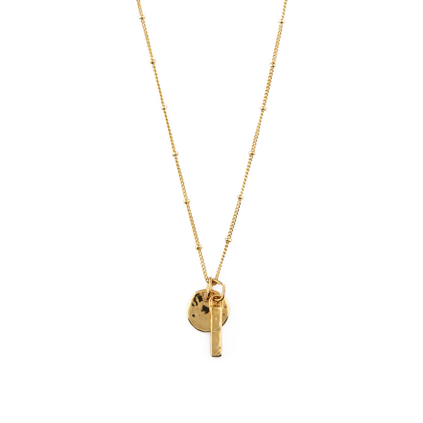 Molten Coin & Bar Cluster Necklace - Pale Gold