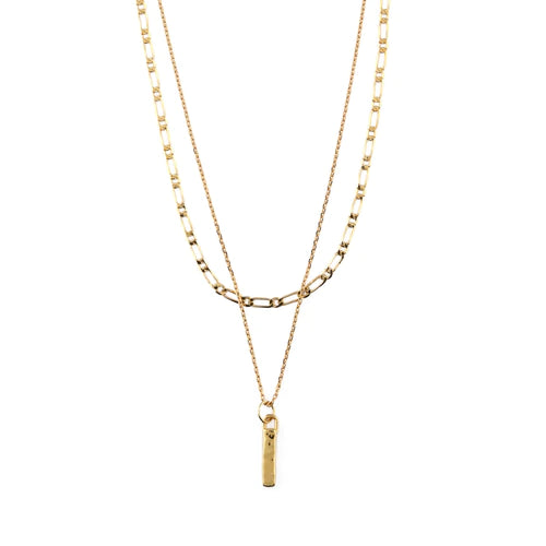Molten Bar 2-Row Necklace - Pale Gold