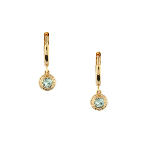 August Birthstone Huggie Hoop Earrings With Swarovski Crystals - Peridot