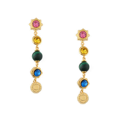 Drop Earrings With Swarovski Crystals - Multi Colour