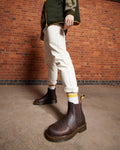 2976 Yellow Stitch Crazy Horse Leather Chelsea Boots - Dark Brown