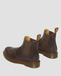 2976 Yellow Stitch Crazy Horse Leather Chelsea Boots - Dark Brown