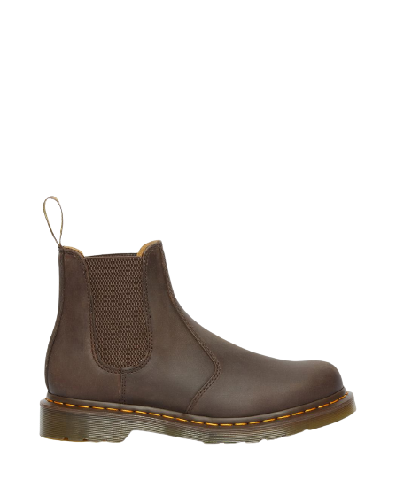 2976 Yellow Stitch Crazy Horse Leather Chelsea Boots - Dark Brown