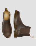2976 Yellow Stitch Crazy Horse Leather Chelsea Boots - Dark Brown