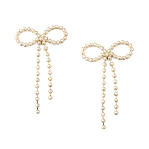 Statement Pearl Bow Earrings - Pale Gold