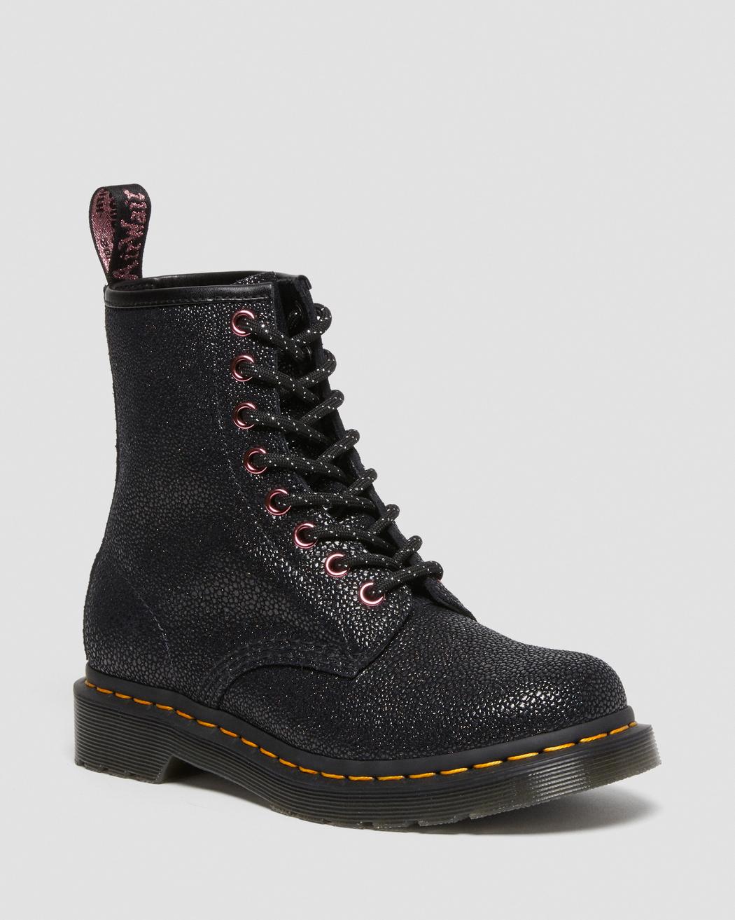 1460 Smooth Leather Lace Up Boots - Black Bejewelled