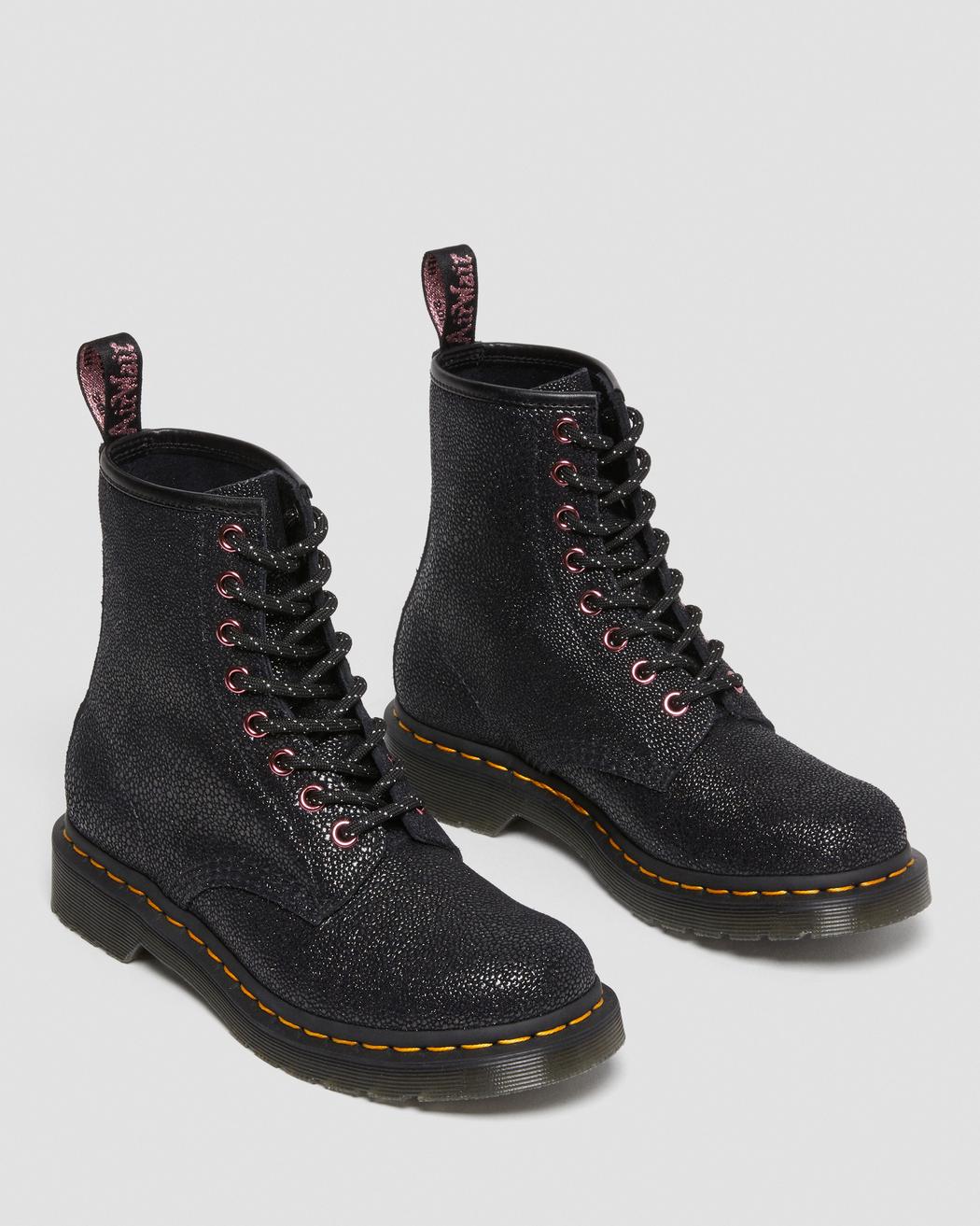 1460 Smooth Leather Lace Up Boots - Black Bejewelled