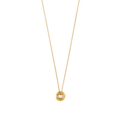 Mini Molten Open Circle Threadthrough Necklace - Pale Gold