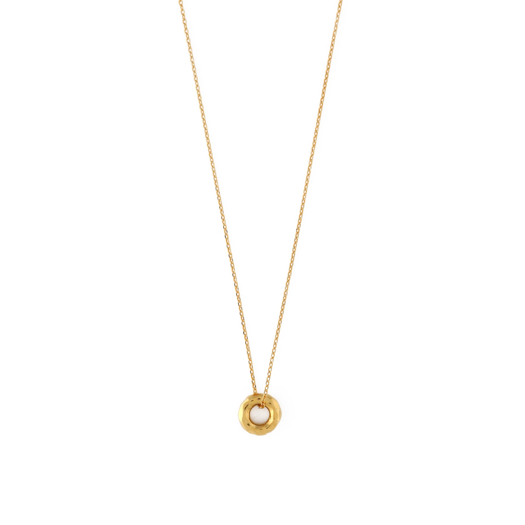 Mini Molten Open Circle Threadthrough Necklace - Pale Gold
