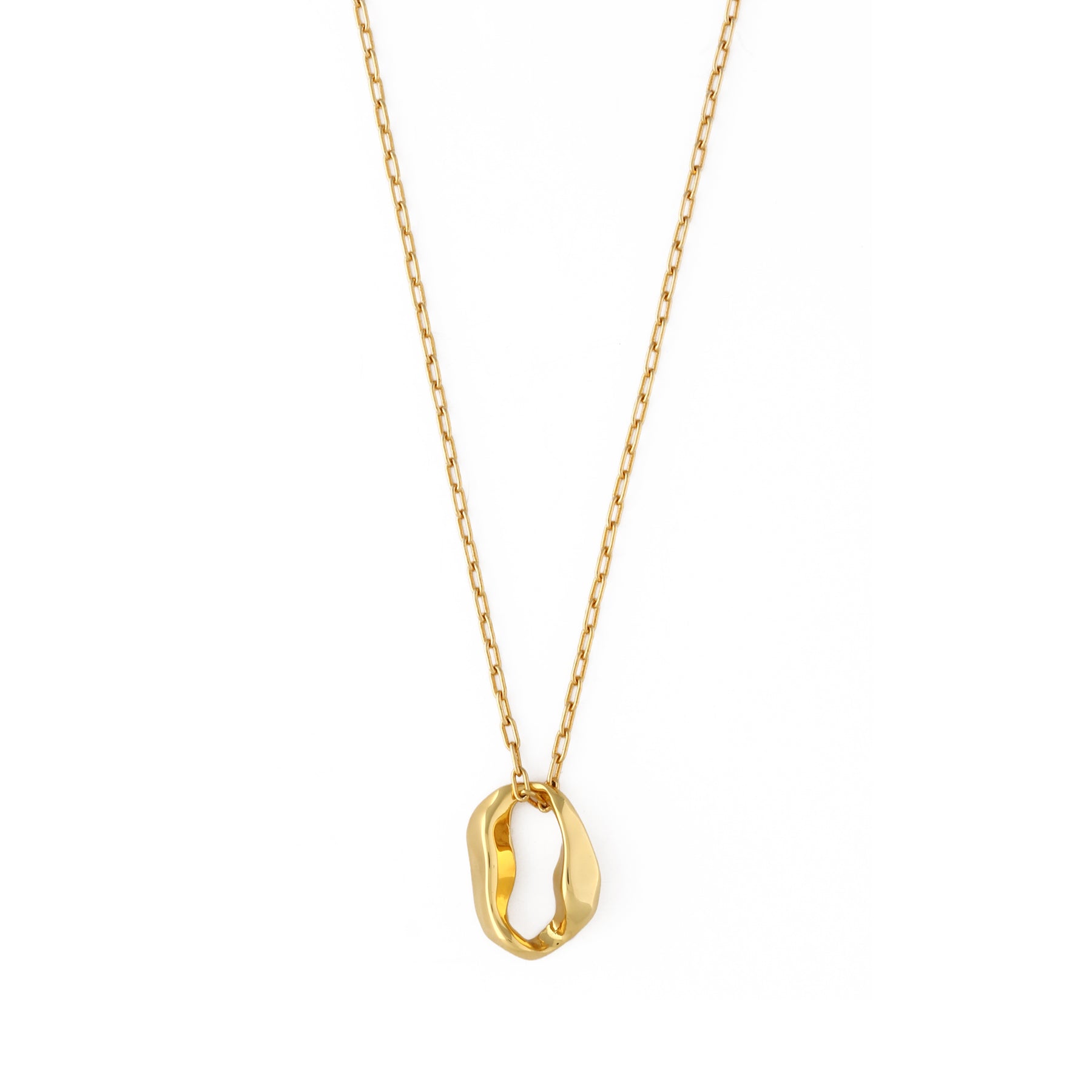 Molten Open Circle Thread Through Necklace - Pale Gold
