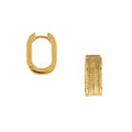 Chain Inlayed Mini Oval Hoops - Pale Gold