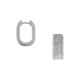 Chain Inlayed Mini Oval Hoops - Silver