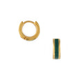 Enamel Inlay Huggie Hoop - Grön